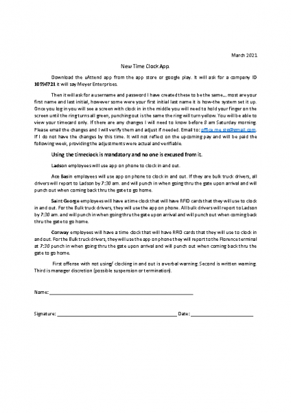 Time Clock Instructions